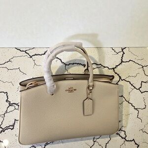 Coach Pebbled Leather Satchel Handbag in Light Beige